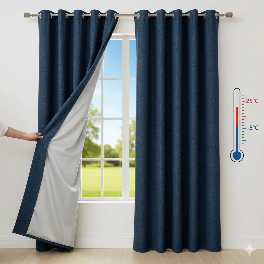 Premium blackout thermal curtains for energy efficiency